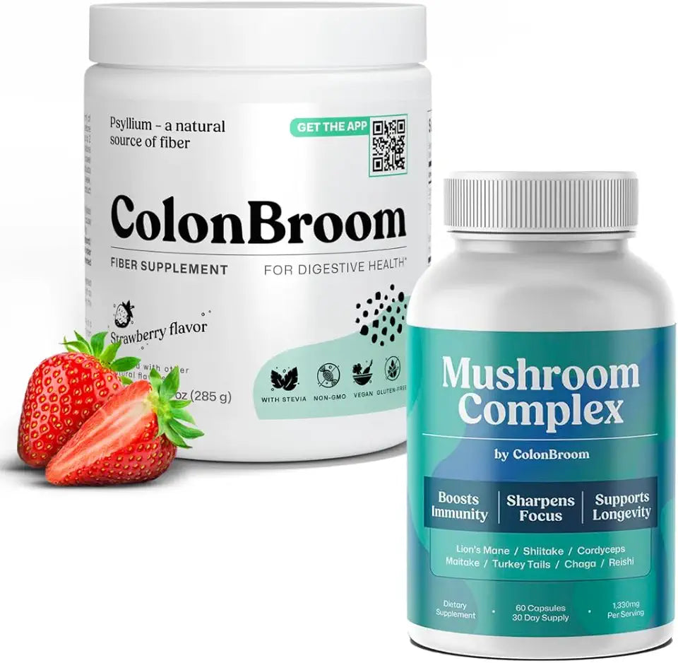 Psyllium Husk Powder Strawberry 50 Servings and Mushroom Complex 60 Capsules E8661