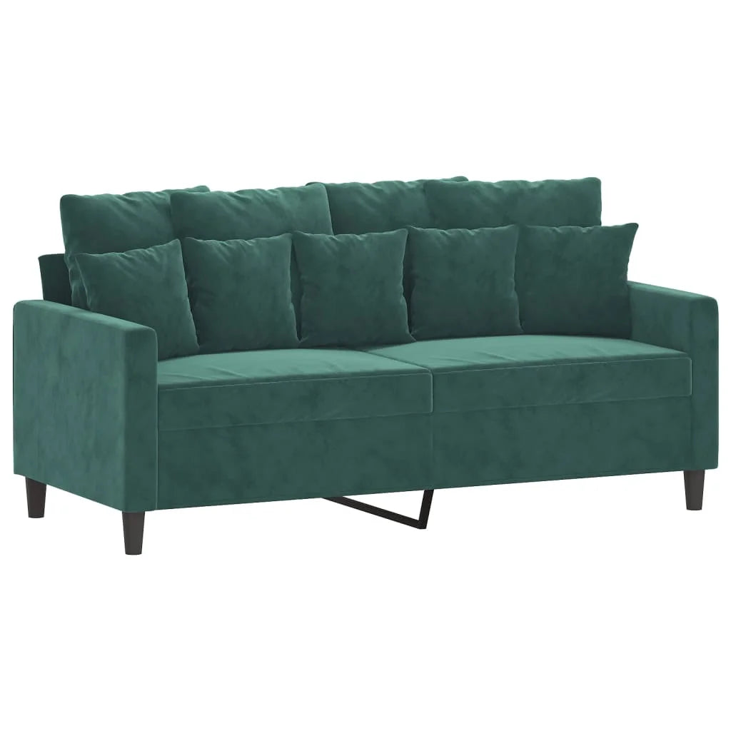Dark Green Velvet 2 Piece Sofa Set with Cushions B938435