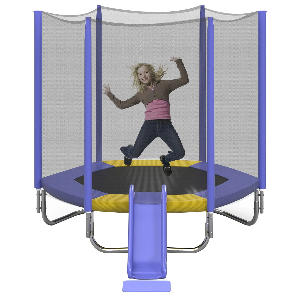 7FT Toddler Trampoline with Slide and Ladder Z75311
