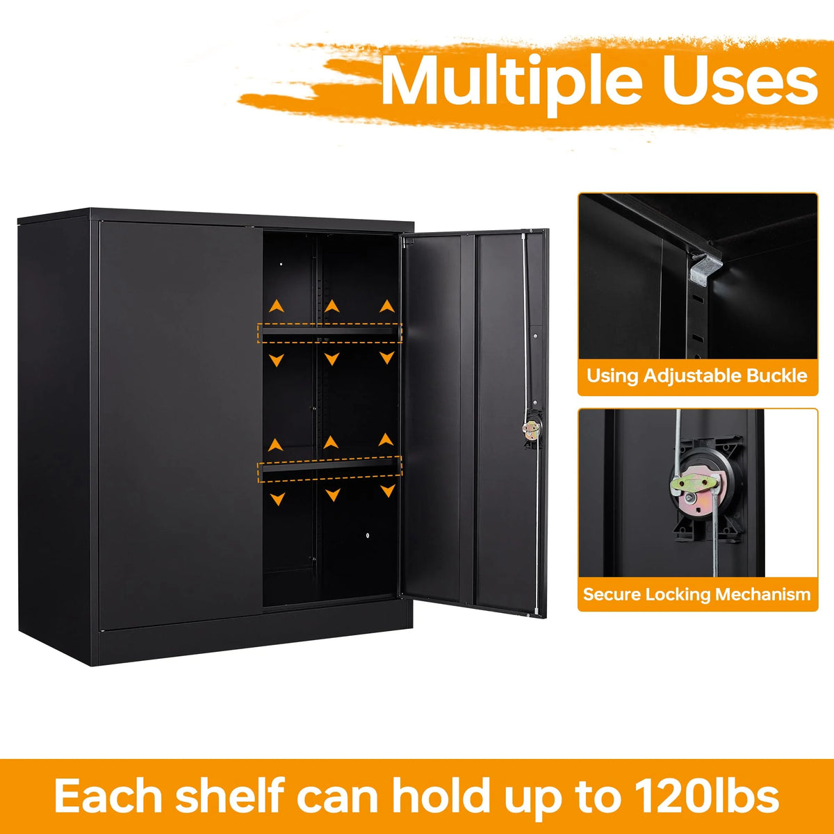 Metal Storage Cabinet with 2 Adjustable Shelves Z914868