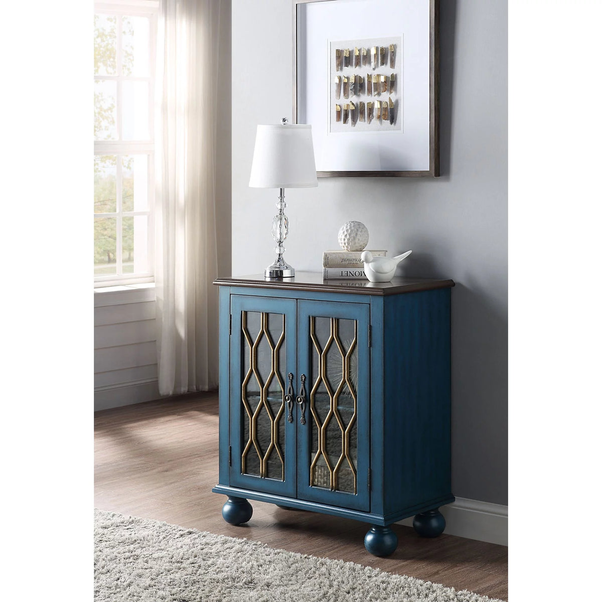 Antique Blue Console Table D84895