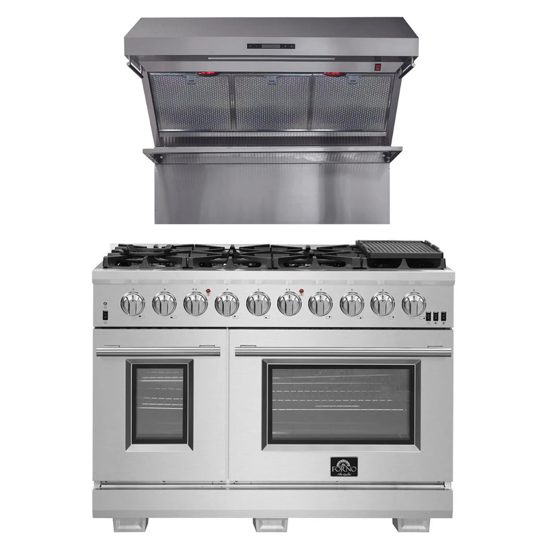 48 Inch Gas Burner Electric Oven Pro Range and Wall Mount Range Hood F863