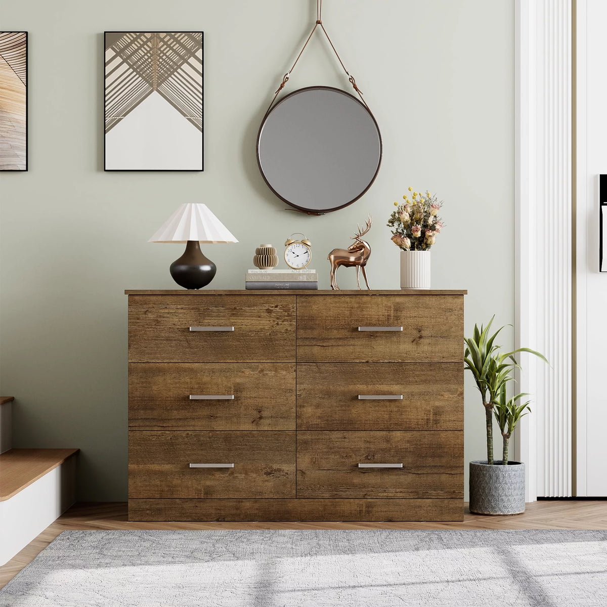 White 6 Drawer Wood Dresser K12778